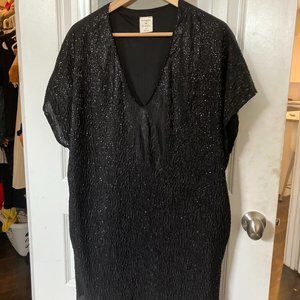 Black Sparkly Textured Midi Dress